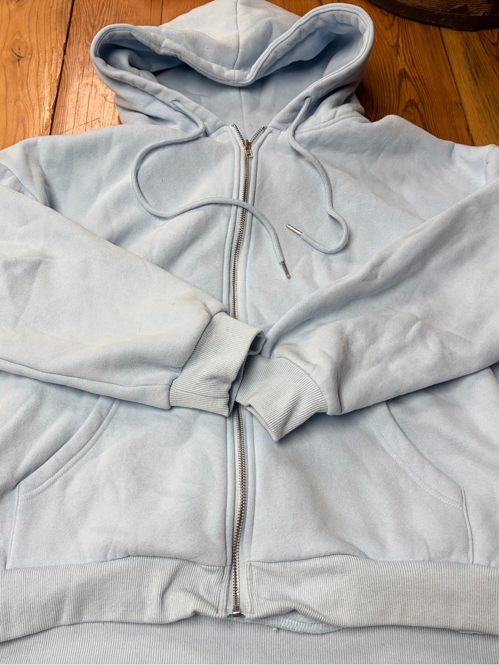 Women’s Light Blue Zip-Up Hooded Sweatshirt